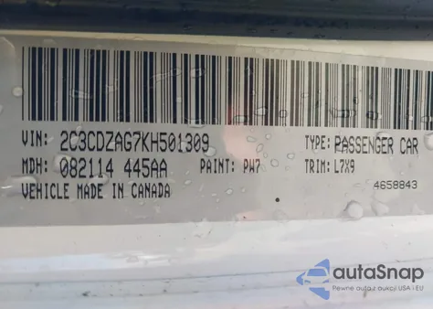 2019 Dodge Challenger Sxt z USA, uszkodzony, nr VIN 2C3CDZAG7KH501309